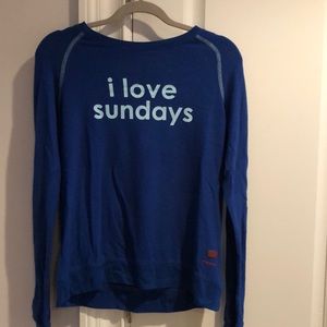 Blue long sleeve peace love world